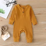 Baby Boy/Girl 95% Cotton Ribbed Long-sleeve Button Up Jumpsuit Ginger