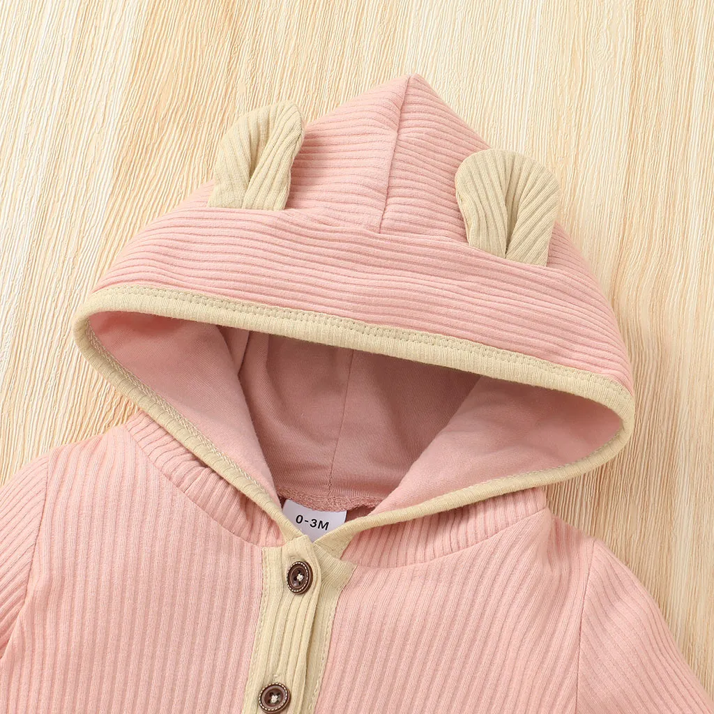 Bebé Unisex Costura de tela Básico Monos Rosado big image 1
