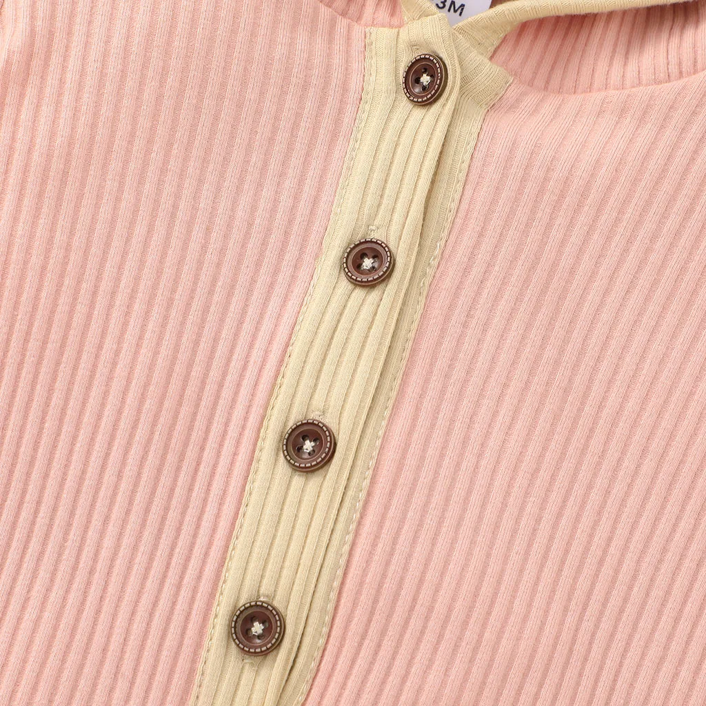 Bebé Unissexo Costuras de tecido Básico Macacão Rosa big image 1