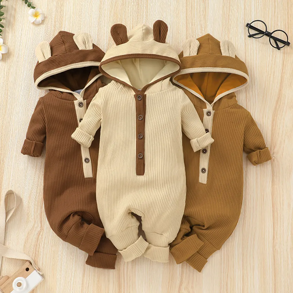 Bebé Unissexo Costuras de tecido Básico Macacão Gengibre image 2