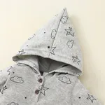 Baby Girl Moon Stars Print Button Design Hooded Long-sleeve Jumpsuit  image 3
