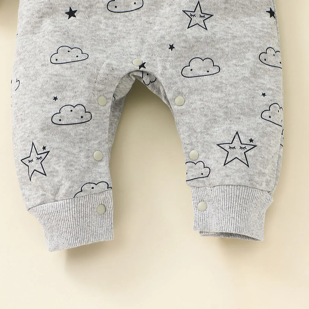 Baby Girl Moon Stars Print Button Design Hooded Long-sleeve Jumpsuit  image 6