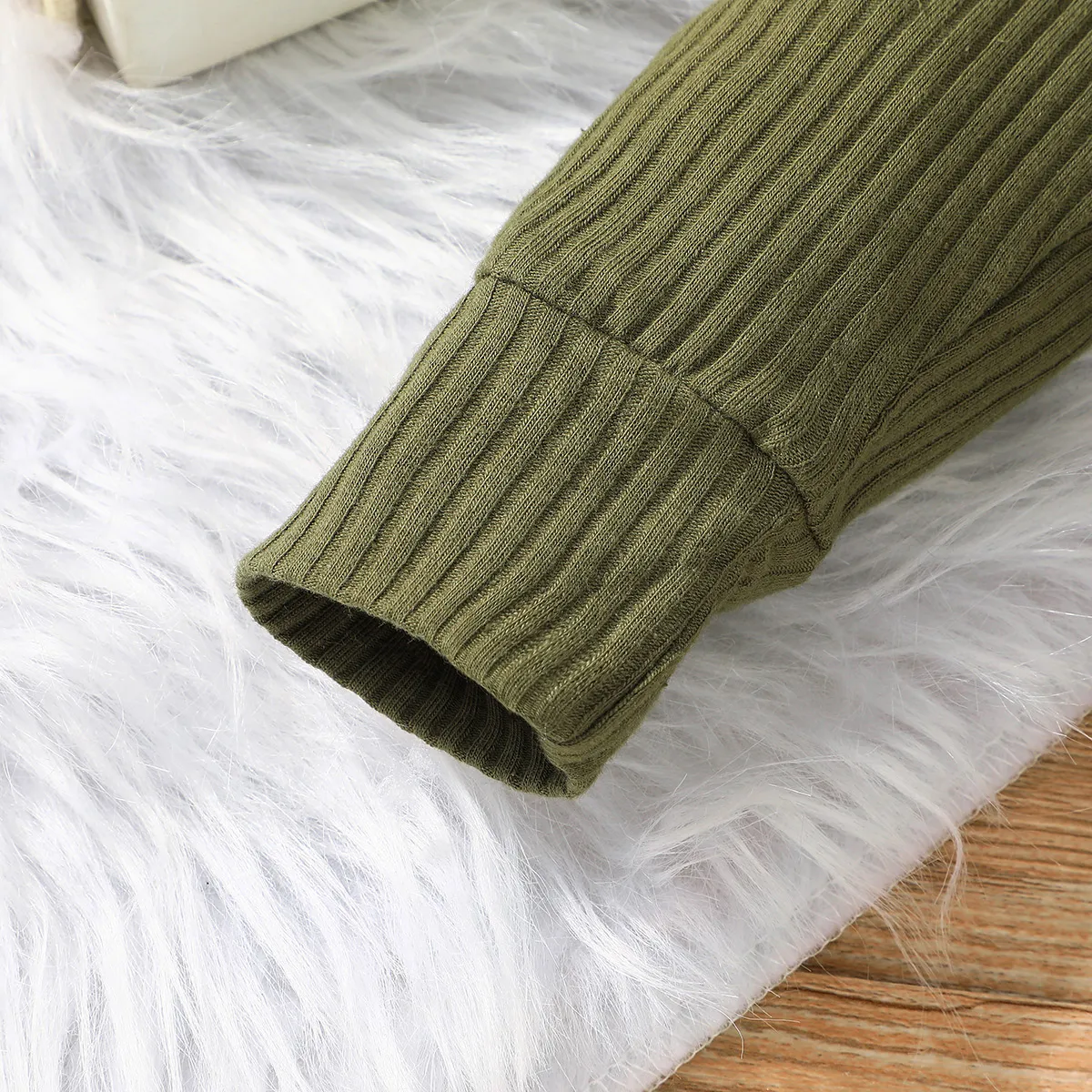 Baby Boy/Girl 95% Cotton Rib Knit Long-sleeve Rainbow Design Jumpsuit Green big image 1