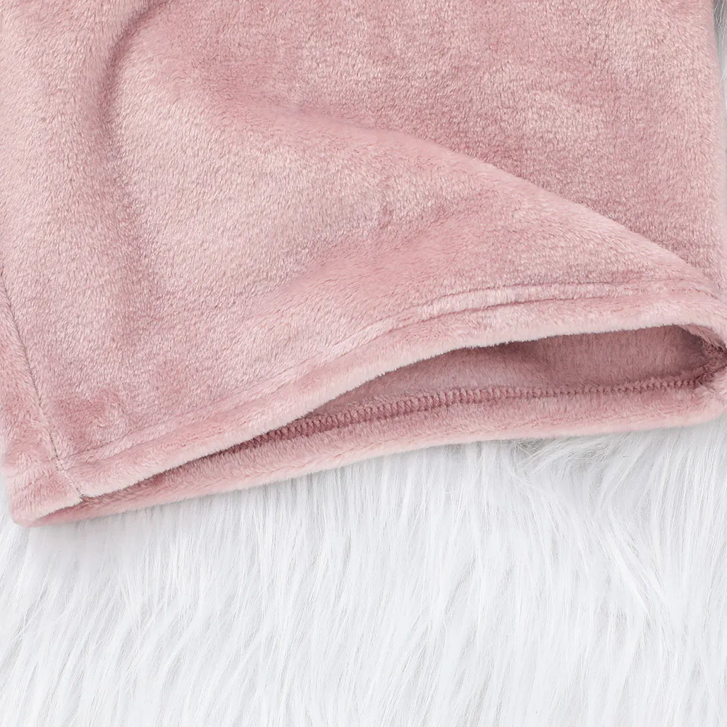 Baby Solid Long-sleeve Hooded Hoodie Top and Pants Set Light Pink big image 1