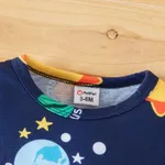 Baby Boy All Over Solar System Planets and Letter Print Dark Blue Long-sleeve Jumpsuit Deep Blue image 3