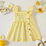Baby Girl Stripe / Plaid / Robe à manches flottantes solides Gingembre