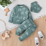 2pcs Baby Girl Allover Sun Print Long-sleeve Sweatshirt & Sweatshirt Set Turquoise