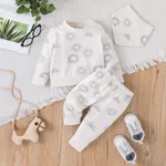 2pcs Baby Girl Allover Sun Print Long-sleeve Sweatshirt & Sweatshirt Set White