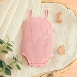 Baby Boy/Girl Pocket Ribbed Solid Slip Romper Pink