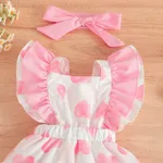 2pcs Baby Girl Allover Heart Print Flutter-sleeve Romper and Headband Set  image 3
