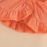 3pcs Baby Girl 100% Cotton Ruffle Solid Irregular Hemline Ribbed Slip Top and Shorts & Headband Set  image 6