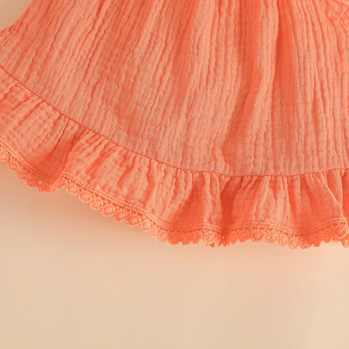 3pcs Baby Girl 100% Cotton Ruffle Solid Irregular Hemline Ribbed Slip Top and Shorts & Headband Set  image 4