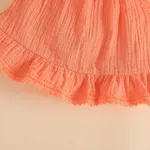 3pcs Baby Girl 100% Cotton Ruffle Solid Irregular Hemline Ribbed Slip Top and Shorts & Headband Set  image 4