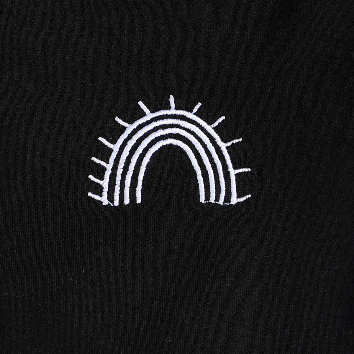 Baby Girl Rainbow Embroidered Topstitching Detail Tank Bodysuit  Black image 5