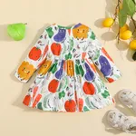 Baby Girl Allover Vegetable Print Long-sleeve Dress   image 2