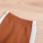 2pcs Baby Girl/Boy Waffle Color Block Top and Pants Set  Brown image 6