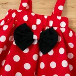 3pcs Baby Girl 95% Cotton Ruffle Short-sleeve Top and Polka Dots Bowknot Suspender Skirt with Headband Set Black/White/Red image 6