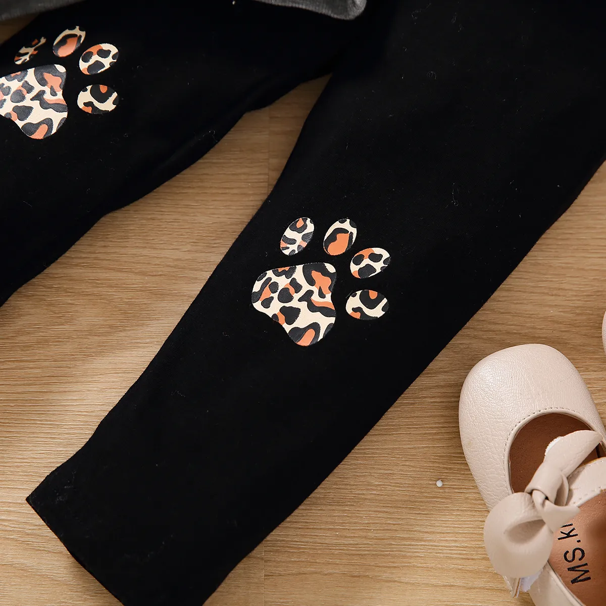2-piece Toddler Girl Cat Print Pullover Sweatshirt and Leopard Print Pants Set  image 5