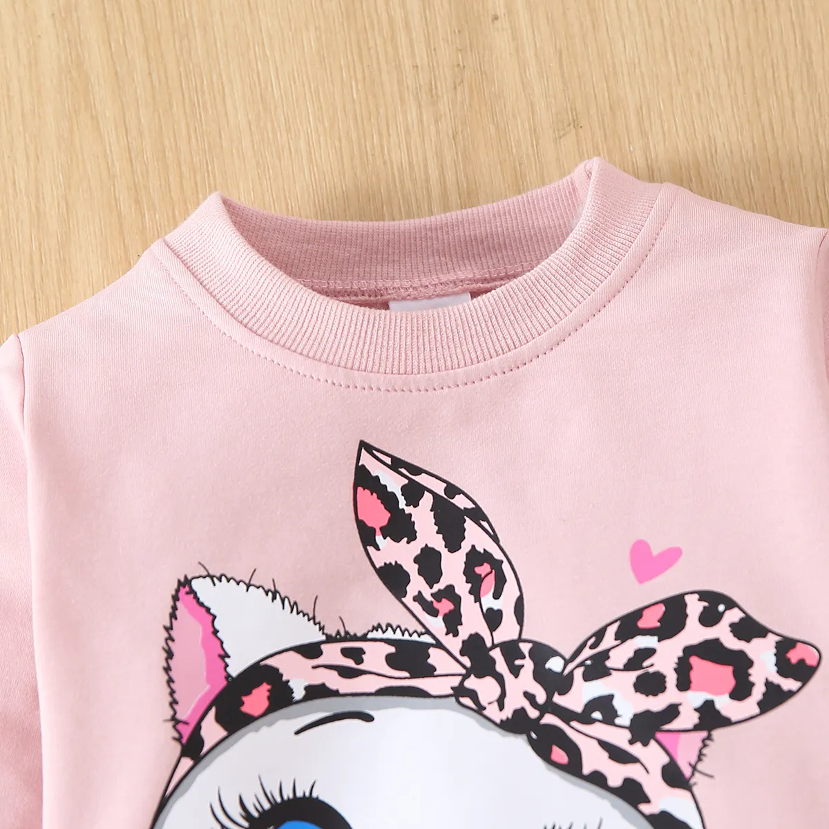 2 Stück Kleinkinder Mädchen Süß Katze Sweatshirt-Sets rosa big image 1