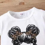 2pcs Toddler Girl Cartoon Figure Print Short-sleeve White Tee and Leopard Print Shorts Set  image 2