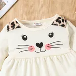 2pcs Baby Girl Cartoon Cat Print Long-sleeve Top and Leopard Pants Set  image 3