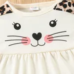 2pcs Baby Girl Cartoon Cat Print Long-sleeve Top and Leopard Pants Set  image 4