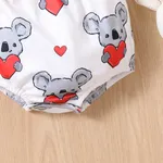 2pcs Baby Girl Bow Front Koala Print Ruffle-sleeve Bodysuit and Headband Set  image 6