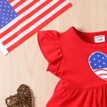 Independence Day 2pcs Baby Girl Ruffled Flutter-sleeve Graphic Top and Star & Stripe Print Flared Pants Set  image 6