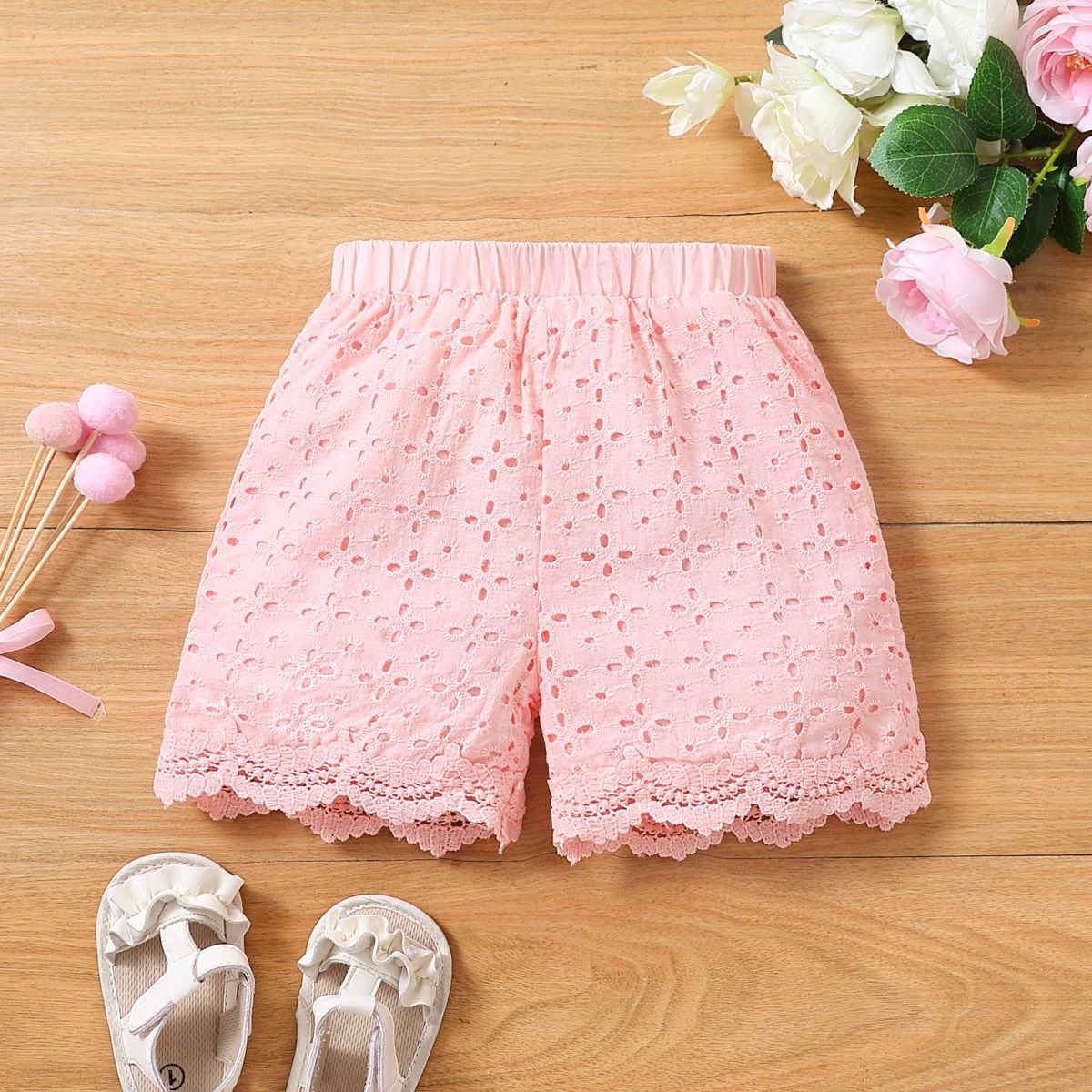 Toddler Girl 100% Cotton Lace Trim Schiffy Shorts