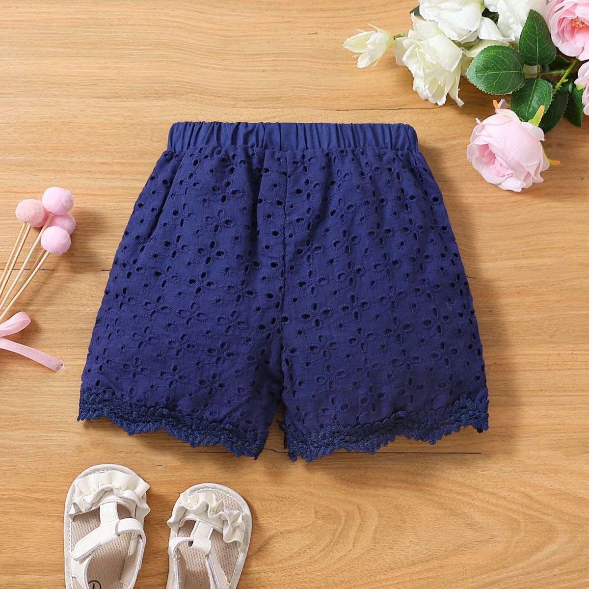 

Toddler Girl 100% Cotton Lace Trim Schiffy Shorts