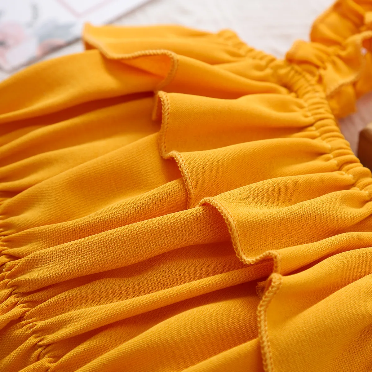 2 unidades Bebé Chica Con aberturas Dulce Camiseta sin mangas Conjuntos de bebé Amarillo big image 1