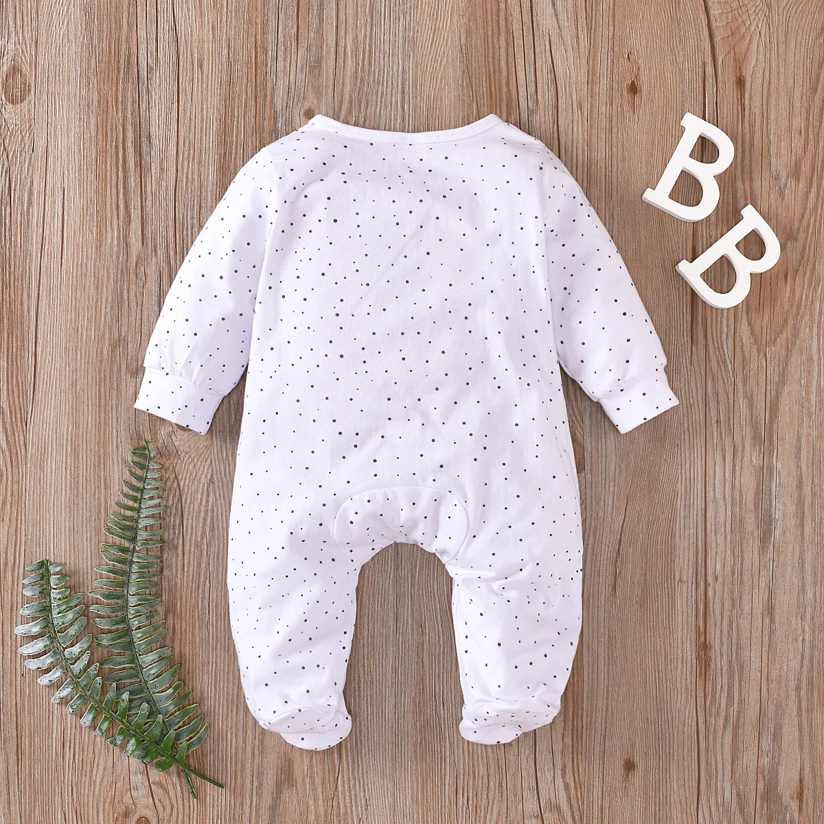 Baby Boy/Girl 95% Cotton Long-sleeve Footed Letter Print Jumpsuit White big image 1