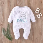 Baby Boy/Girl 95% Cotton Long-sleeve Footed Letter Print Jumpsuit White