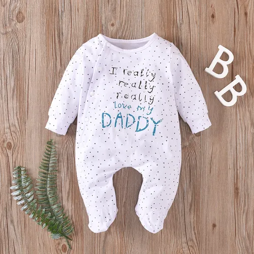 Baby Boy/Girl 95% Cotton Long-sleeve Footed Letter Print Jumpsuit