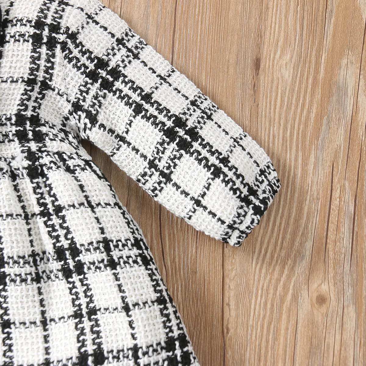 2pcs Frilly Plaid Long-sleeve Double Breasted Baby Long-sleeve Dress Set White image 5