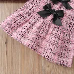 2pcs Baby Pink Tweed Plaid Long-sleeve Bowknot Top and Trousers Set  image 6