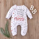 Baby Boy/Girl 95% Cotton Long-sleeve Footed Letter Print Jumpsuit Red/White