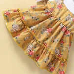 Baby Girl Floral Print Rib-knit 2 In 1 Dress Yellow image 5