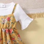 Baby Girl Floral Print Rib-knit 2 In 1 Dress Yellow image 3