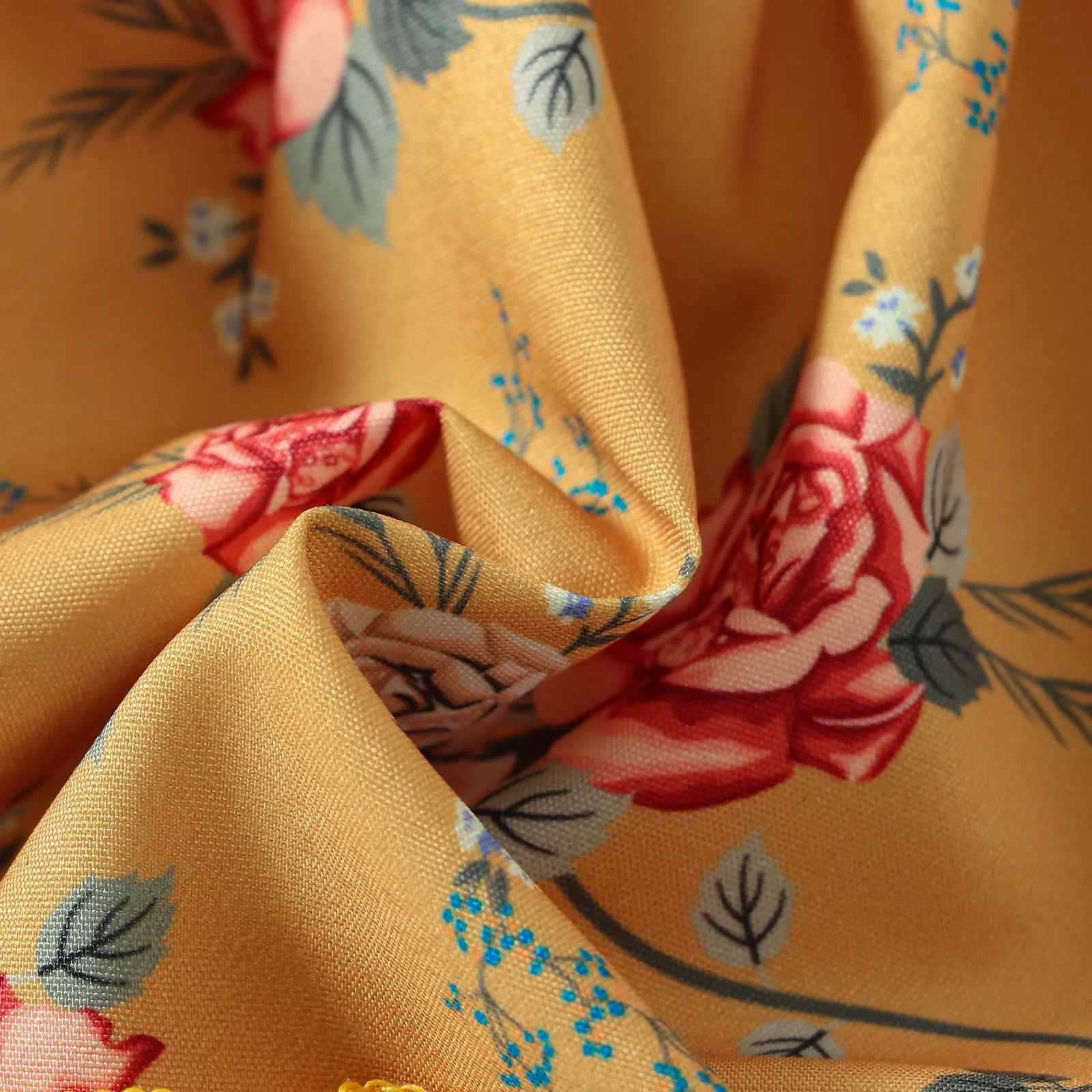 Baby Girl Floral Print Rib-knit 2 In 1 Dress Yellow image 6