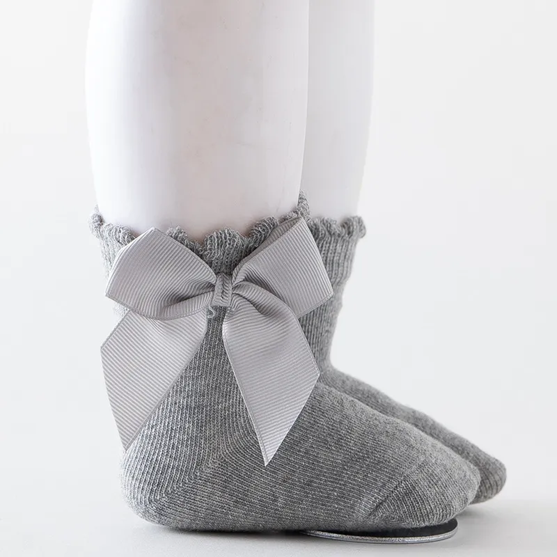 طفل / طفل صغير / طفل bowknot ديكور بلون الجوارب اللون الرمادي big image 1