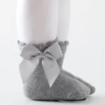 Einfarbige Socken mit Bowknot-Dekor für Babys/Kleinkinder/Kinder grau