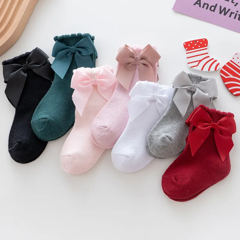 طفل / طفل صغير / طفل bowknot ديكور بلون الجوارب اللون الرمادي image 4
