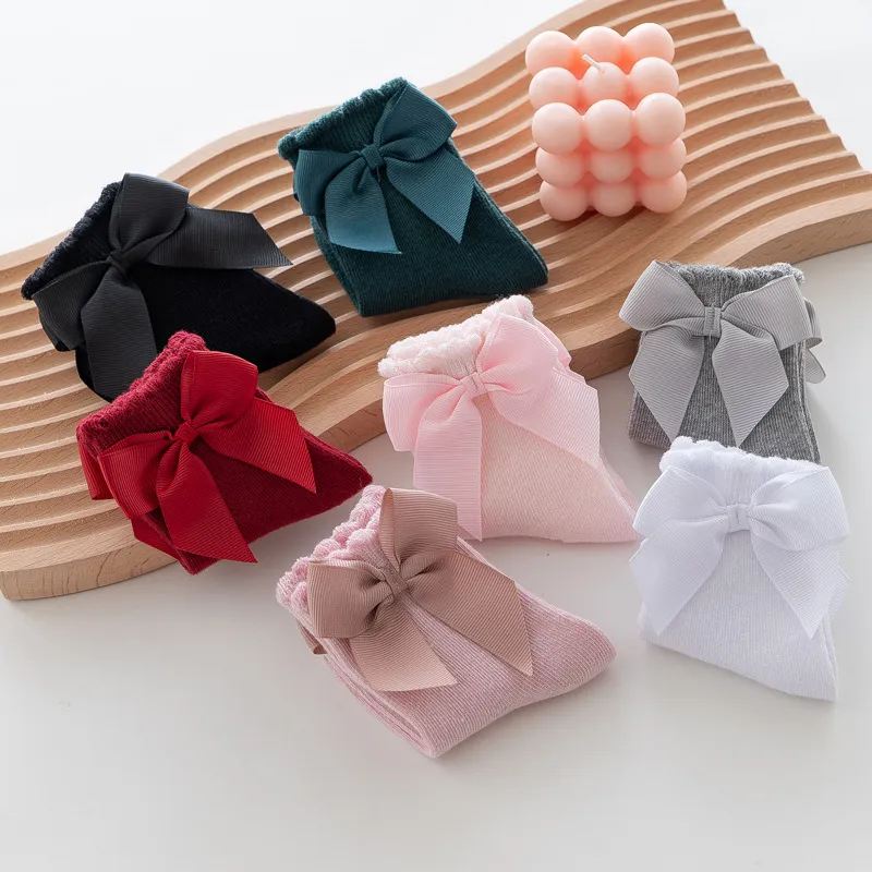 طفل / طفل صغير / طفل bowknot ديكور بلون الجوارب اللون الرمادي image 5