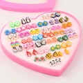 72-pack Flower Animal Cartoon Multi-style Cute Stud Earrings Sets for Girls (With Box, Random Pattern)  image 1