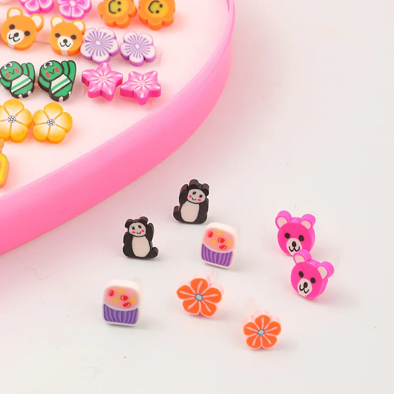 72-pack Flower Animal Cartoon Multi-style Cute Stud Earrings Sets for Girls (With Box, Random Pattern) big image 3