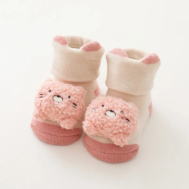 Baby / Toddler 3D Cartoon Animal Winter Warm Floor Socks Pink big image 1