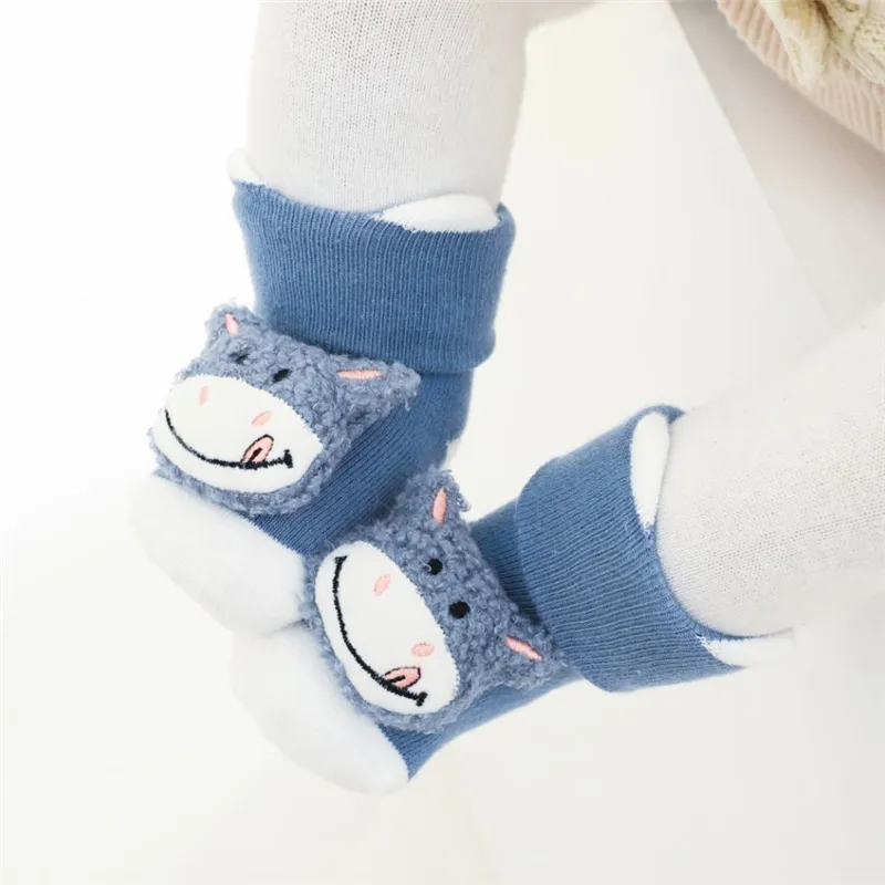 Baby / Toddler 3D Cartoon Animal Winter Warm Floor Socks Blue big image 1