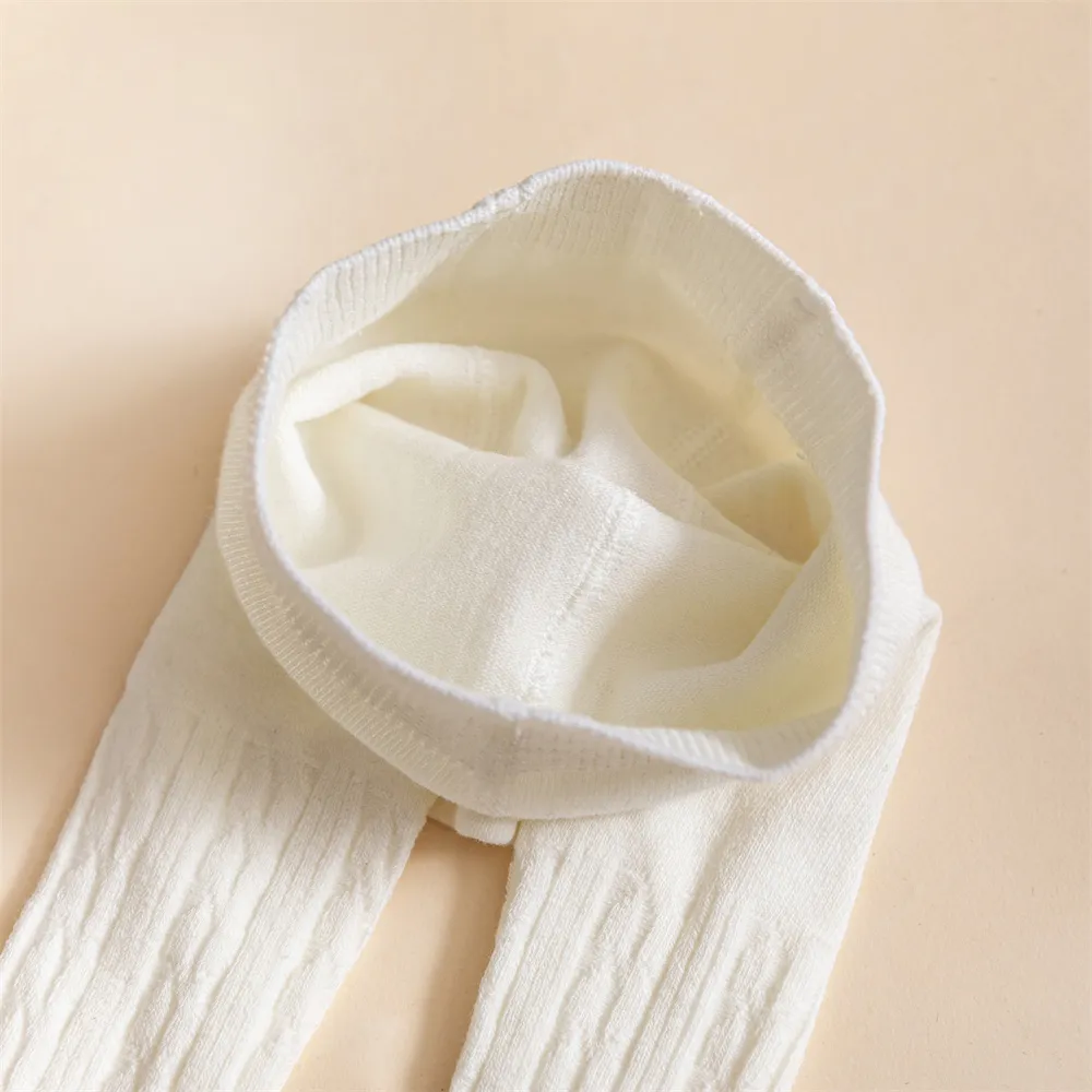 Bebê / Criança / Criança Cor Sólida Cabo Twist Calça Leggings Collants para Meninas Branco big image 1