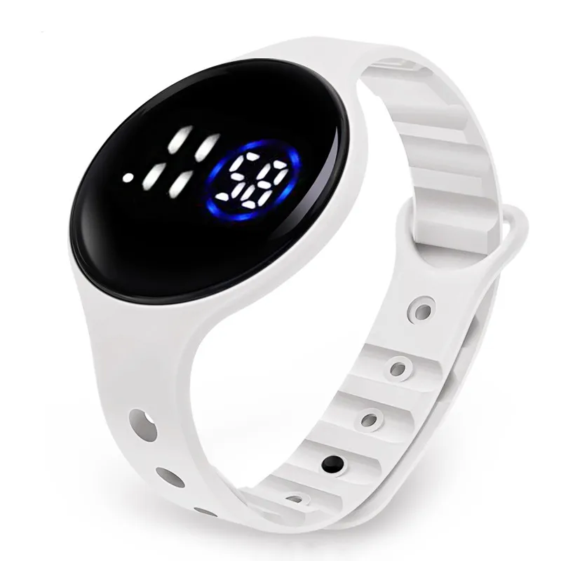 Kids LED Watch Digital Smart Round Dial Electronic Watch Bracelet (With Packing Box) (With Electricity) White big image 1
